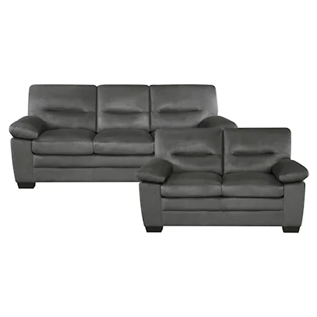 Casual 2-Piece Living Room Set with Pillow Arms