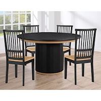 Contemporary 5-Piece Dining Set with Round Table and Side Chairs