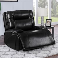 Transitional Power Reclining Black Recliner with USB Port