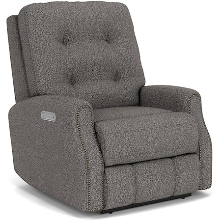 Transitional Button Tufted Power Rocker Recliner with Power Headrest