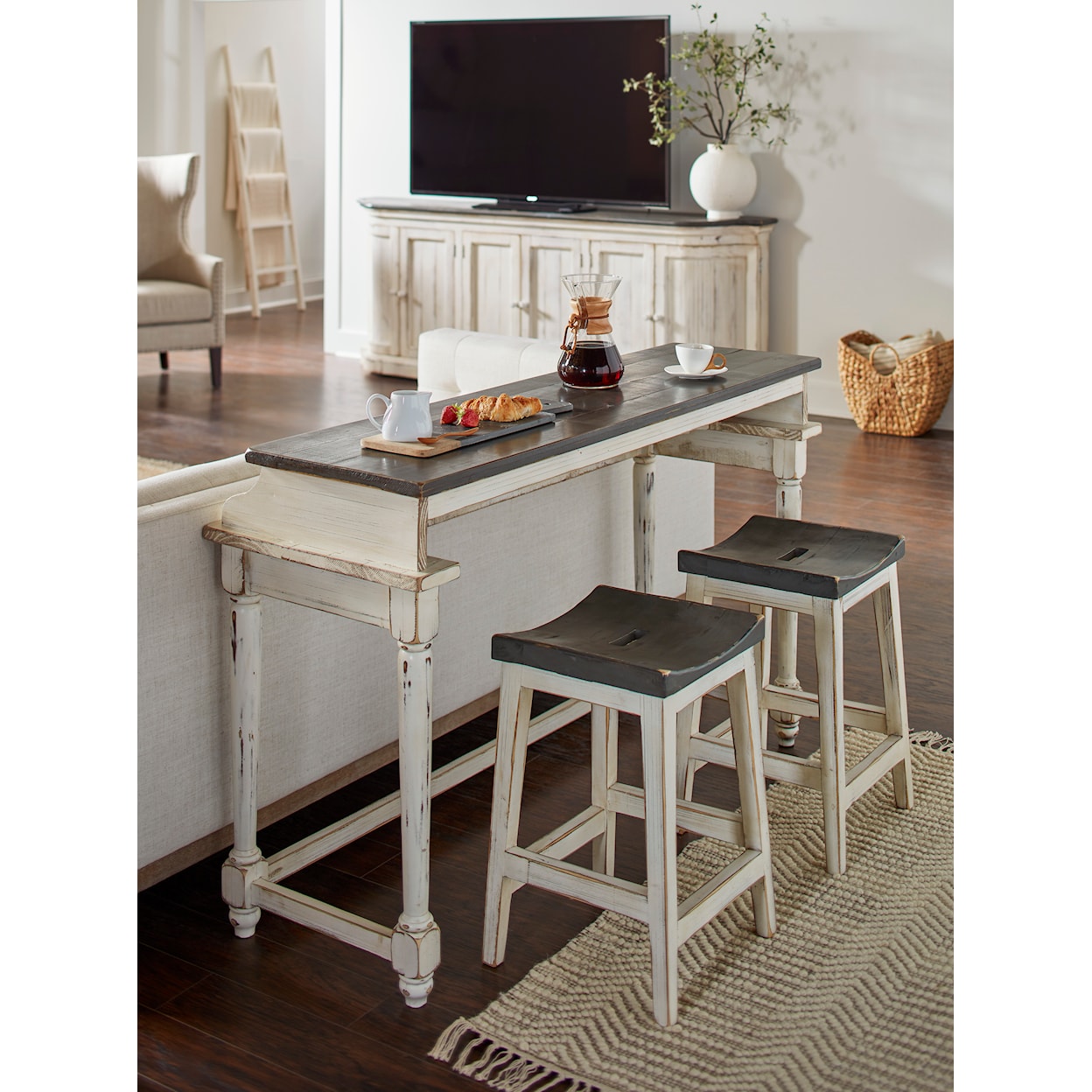 Aspenhome Hinsdale Console Bar Table with Two Stools
