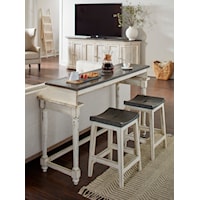 Relaxed Vintage Console Bar Table with Two Stools
