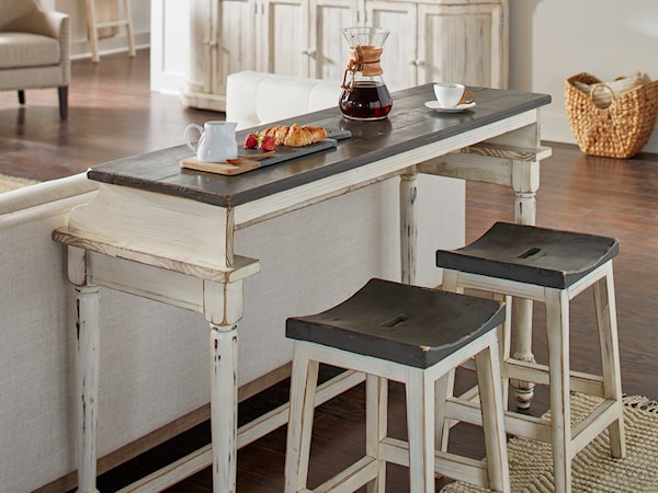 Console Bar Table with Two Stools