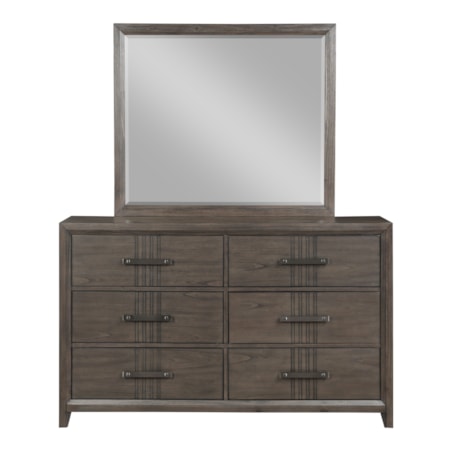 Transitional Dresser w/Attached Mirror