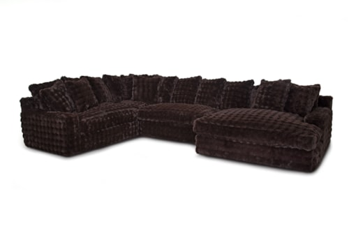 Casual 4-Piece Sectional Sofa with Right Facing Chaise