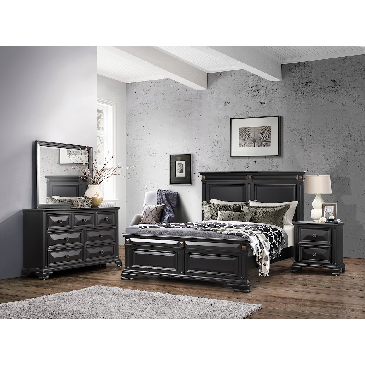 Global Furniture Carter QN BD, DRESSER , MIRROR AND NGHTSTD