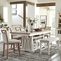 6-Piece Extendable Counter Height Pub Dining Set with Bench