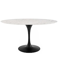 60" Oval Artificial Marble Dining Table