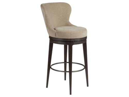 Transitional Swivel Barstool with Upholstered Seat