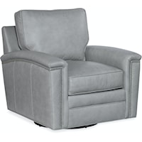 Transitional Swivel Accent Chair with Nailhead Trim