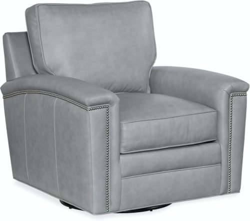 Transitional Swivel Accent Chair with Nailhead Trim