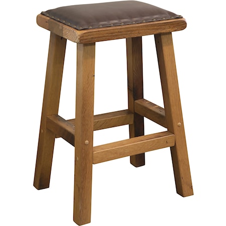 30" Barnwood Barstool Leather Seat