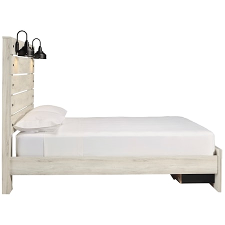 Queen Bed w/ Lights &amp; Footboard Drawers