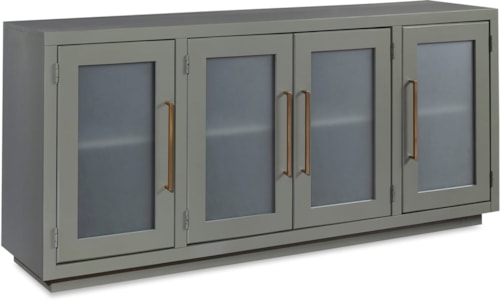 Contemporary 66" Console with 4 Doors and Wire Management