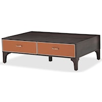 Contemporary 2-Drawer Rectangular Coffee Table with Velvet-lined Drawers