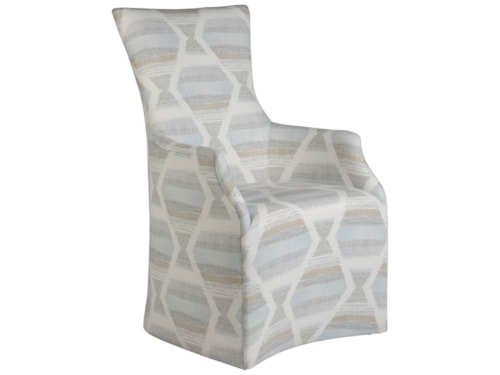 Transitional Upholstered Dining Arm Chair With Casters