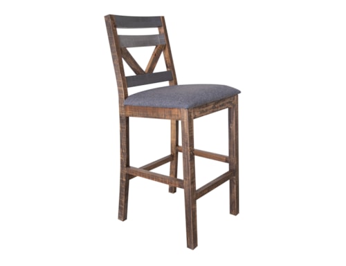 Rustic 30" Barstool with Upholstered Seat