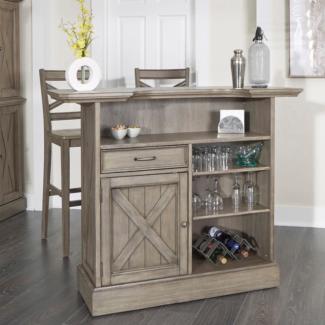 homestyles Mountain Lodge Bar Set with 2 Stools