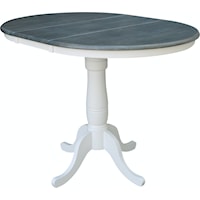 Round Extension Table in Heather Gray/ White