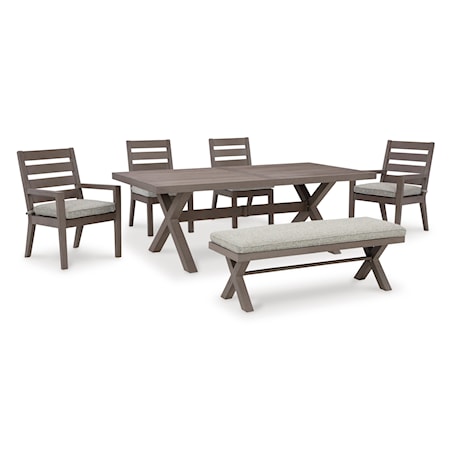 6-Piece Outdoor Dining Set with Bench