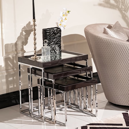 Carmela Nesting Tables in Glossy Charcoal