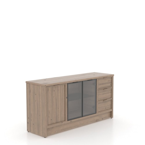 Customizable 3-Door Buffet with Smoked-Glass Doors