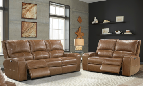 Casual Power Reclining Sofa and Loveseat Set with Power Headrests