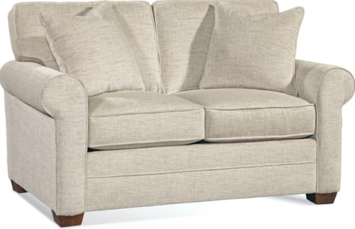 Transitional Loveseat with Rolled Armrests