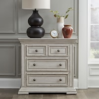 Relaxed Vintage 3-Drawer Nightstand with Charging Port