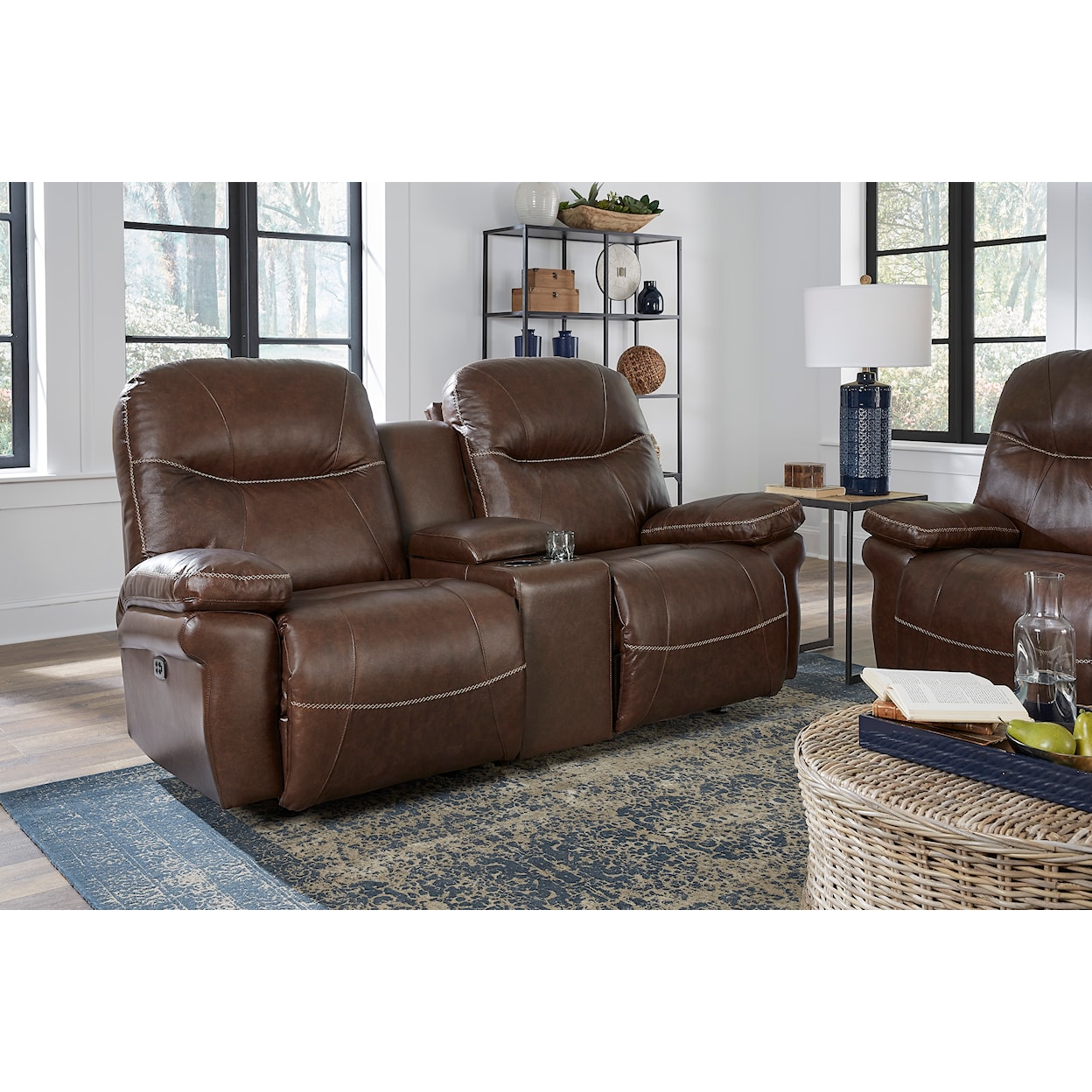 Best Home Furnishings Leya Space Saver Console Reclining Loveseat
