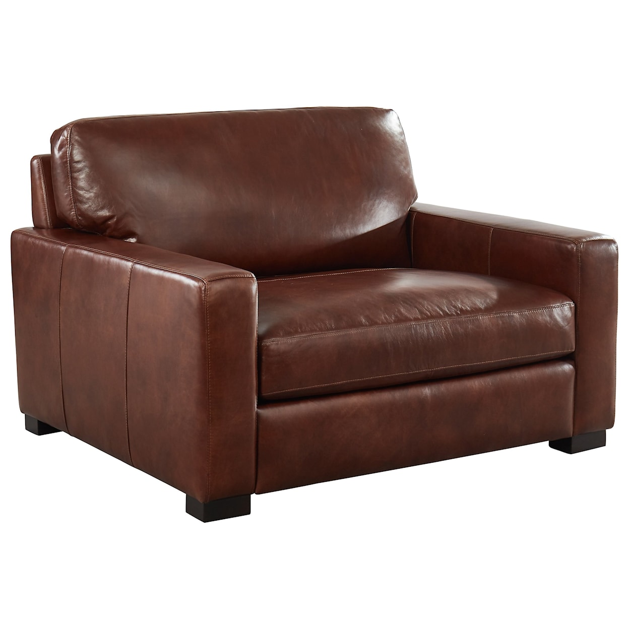 Leather Italia USA Randall Contemporary Leather Chair & Ottoman