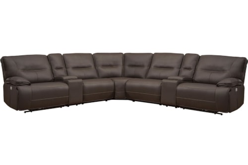 Casual 7-Piece Power Reclining Sectional Sofa with Power Headrests