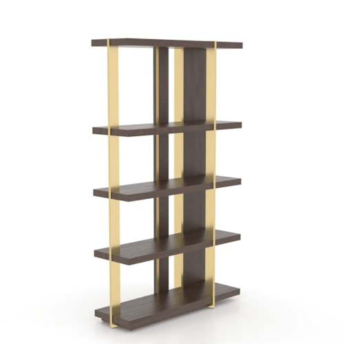 Contemporary Versatile Shelf-Style Buffet with Gold Metal Accents