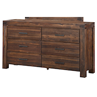 6-Drawer Solid Wood Dresser in Brick Brown