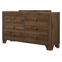 Transitional 6-Drawer Dresser with Metal Hardware