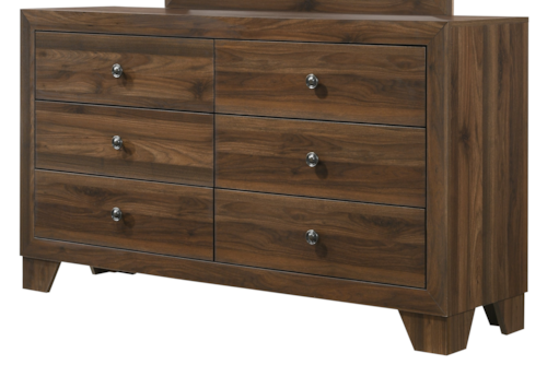 Transitional 6-Drawer Dresser with Metal Hardware