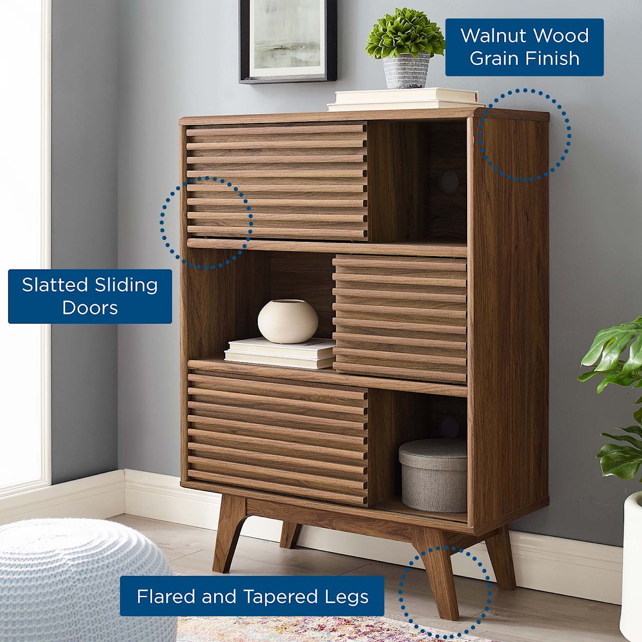 Modway Render Three-Tier Display Storage Cabinet