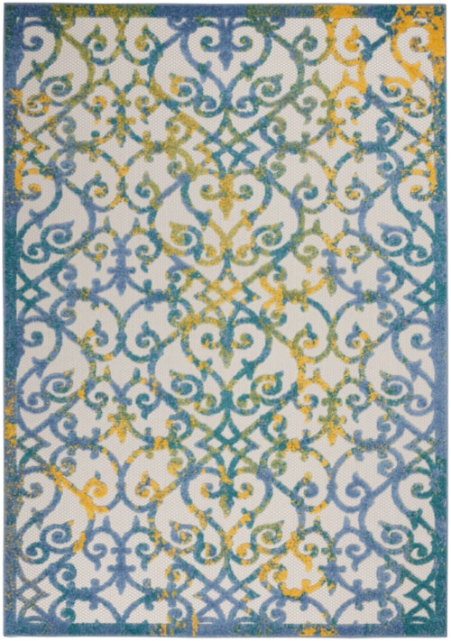 6' x 9' Ivory Blue Rectangle Rug