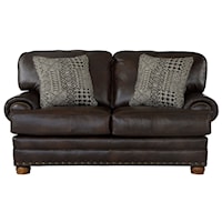 Traditional Cocoa Loveseat with Nailhead Trim