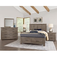 Transitional Rustic 5-Piece Queen Storage Bedroom Set