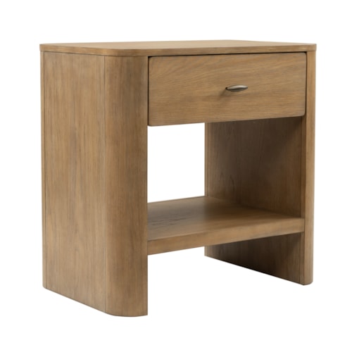 Transitional 1-Drawer Nightstand with Outlets