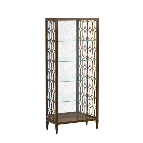 Traditional Etagere with 5 Glass Shelves and Mirrored Back