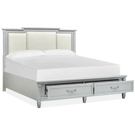 Queen Storage Bed w/Upholstered Headboard