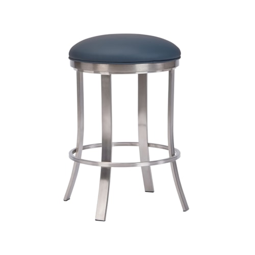 Bali Flat Swivel Backless Brush Stainless Steel Counter Stool With Welt