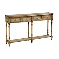 Two Drawer Tall Hall Console Table in Weathered Brown