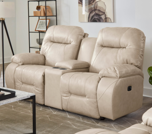 Casual Space Saver Loveseat with Storage Console
