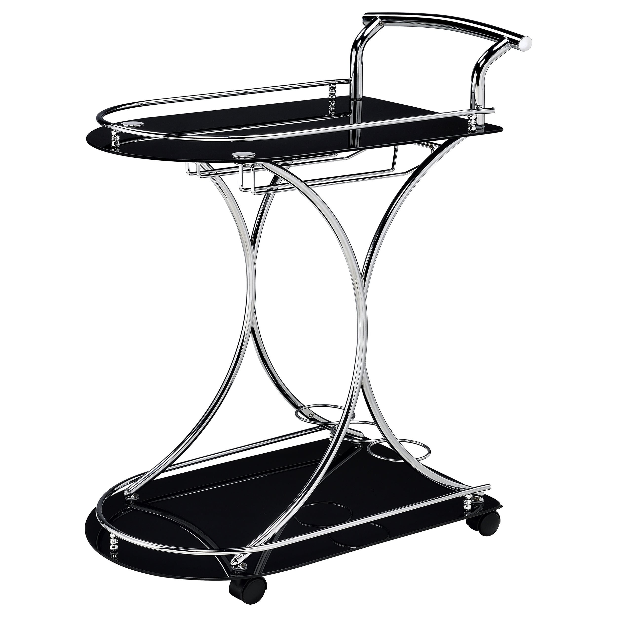 Elfman 2-tier Glass Shelf Bar Cart and