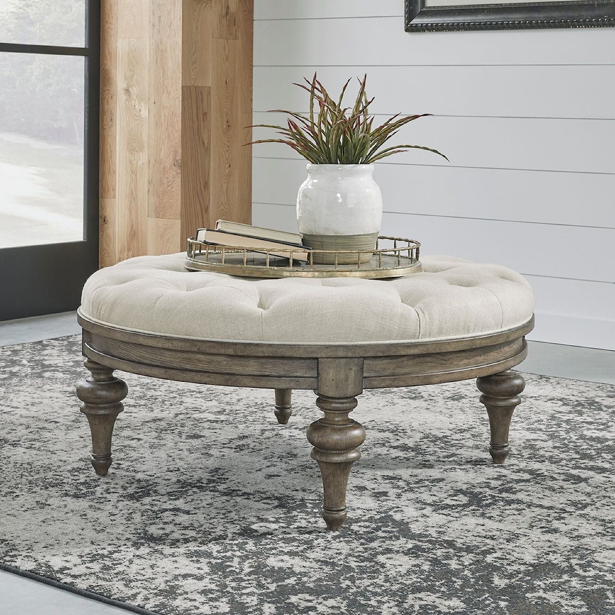 Liberty Furniture Americana Farmhouse Round Cocktail Ottoman