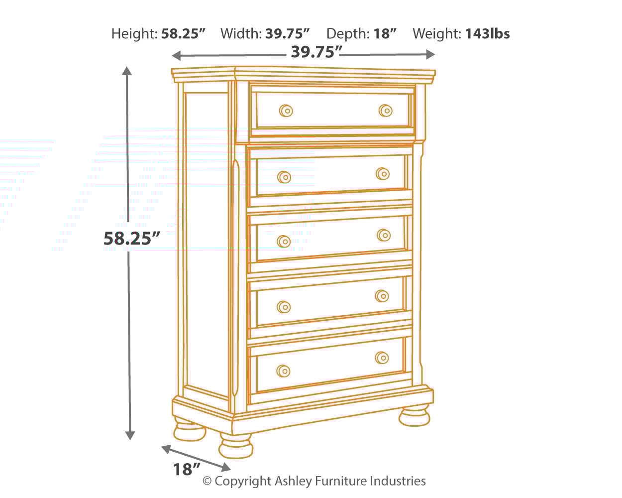Millennium Porter 5-Drawer Chest