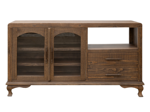 Transitional 2-Door Console with 2 Glass Front Doors